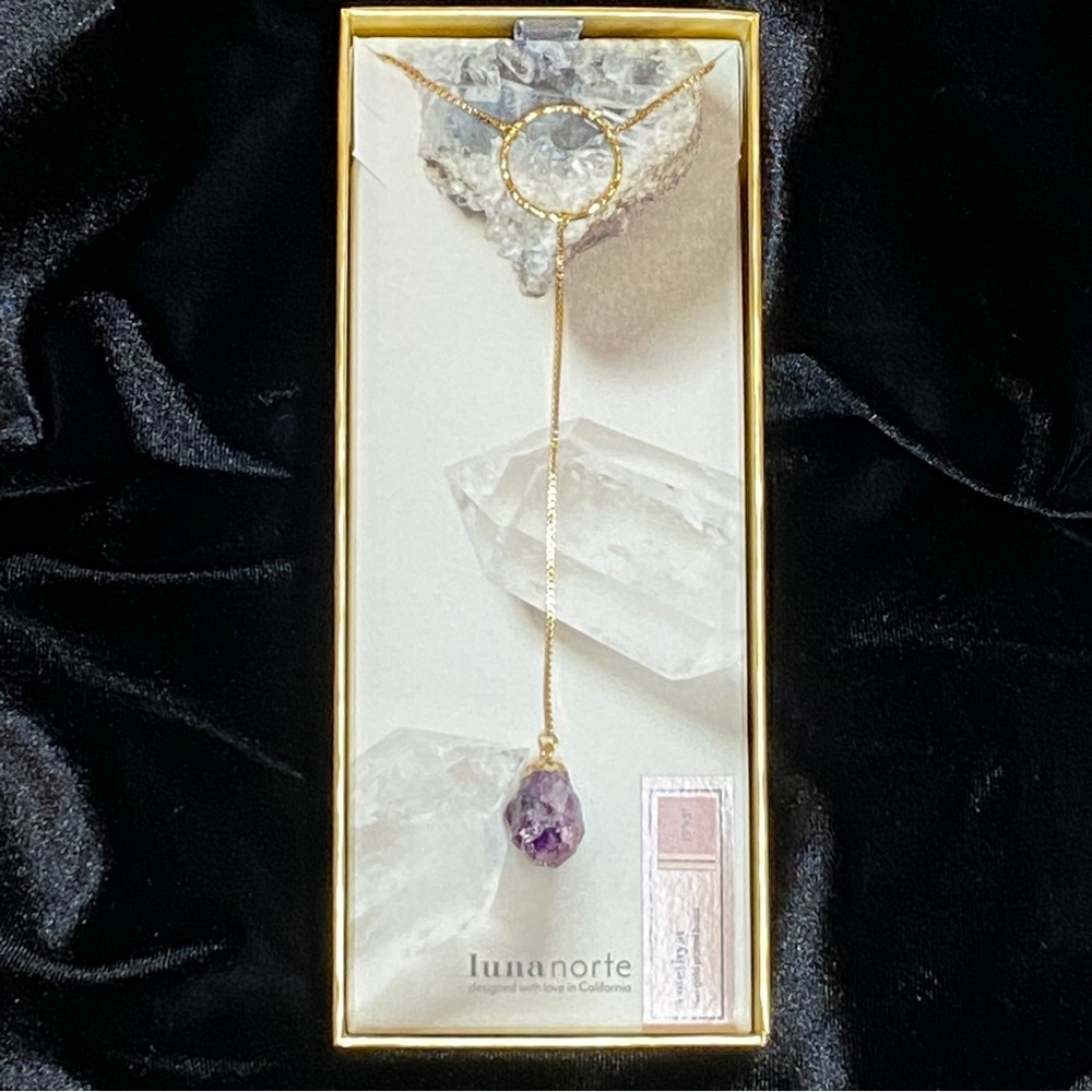 LUNA NORTE Amethyst Drop Necklace *NIB*